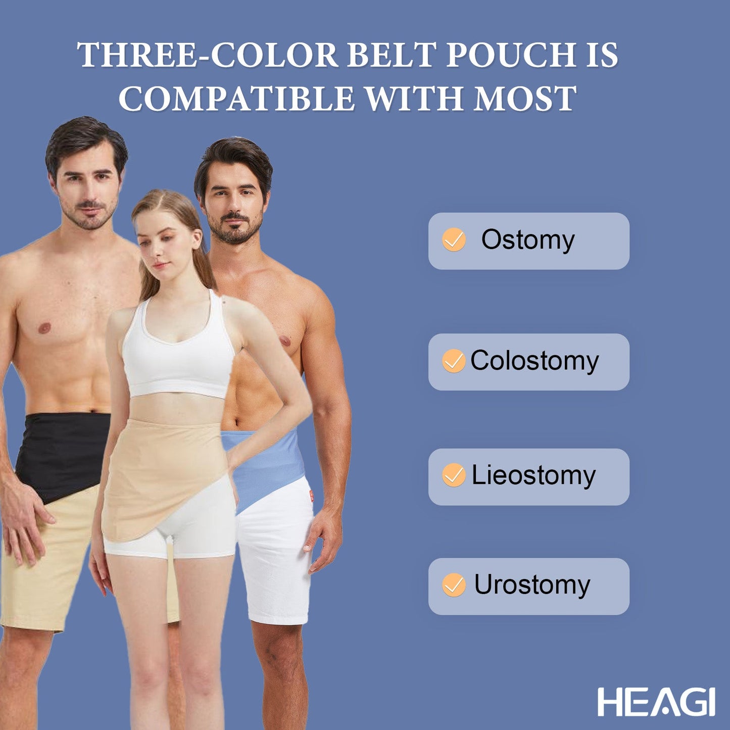 HEAGI Adjustable Ostomy Support Belt – Stealth Belt for Ostomy Bags, Ideal for Sports & Swimming, Unisex, Black - HEAGI - Colostomy bags Supplies