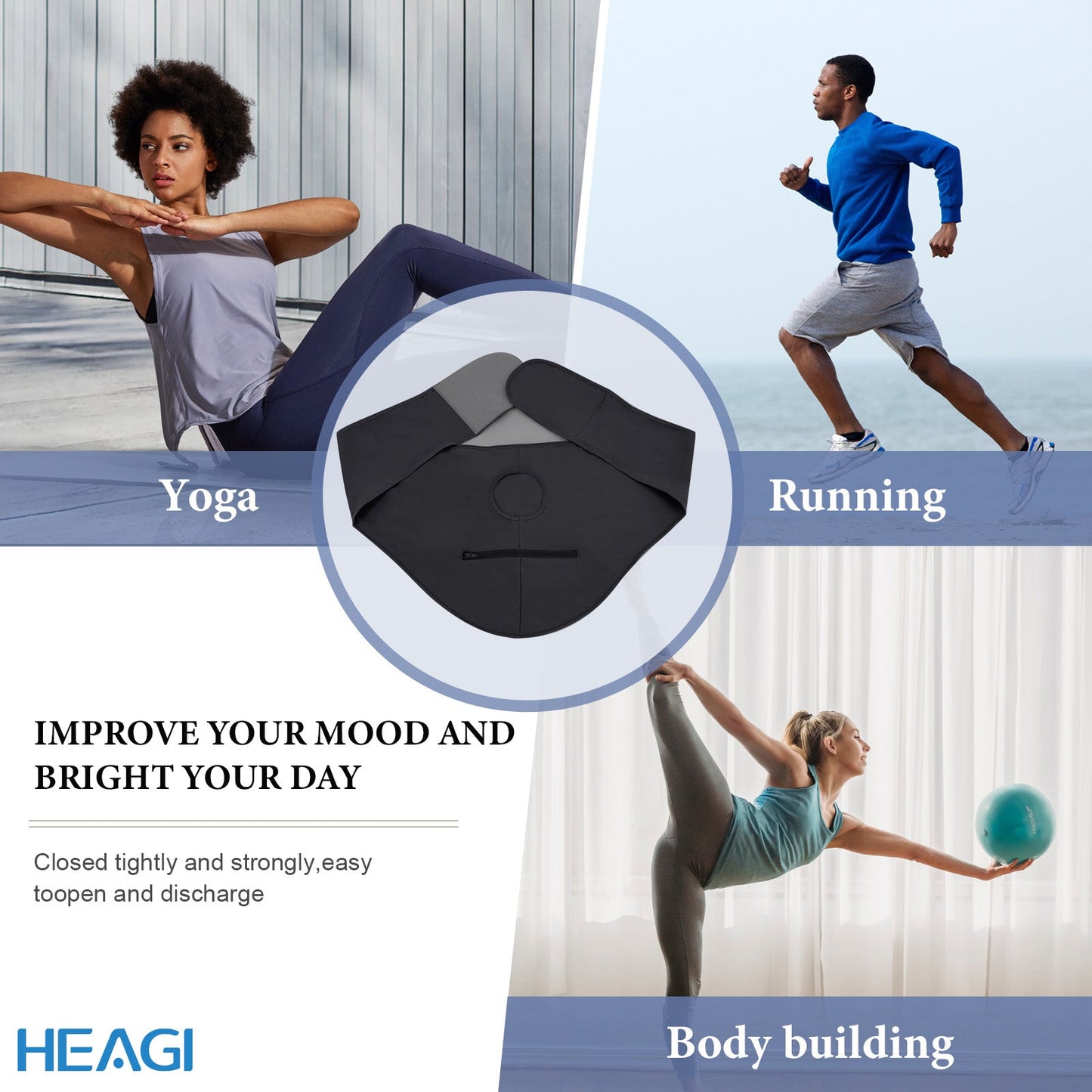 HEAGI Adjustable Ostomy Support Belt – Stealth Belt for Ostomy Bags, Ideal for Sports & Swimming, Unisex, Black - HEAGI - Colostomy bags Supplies