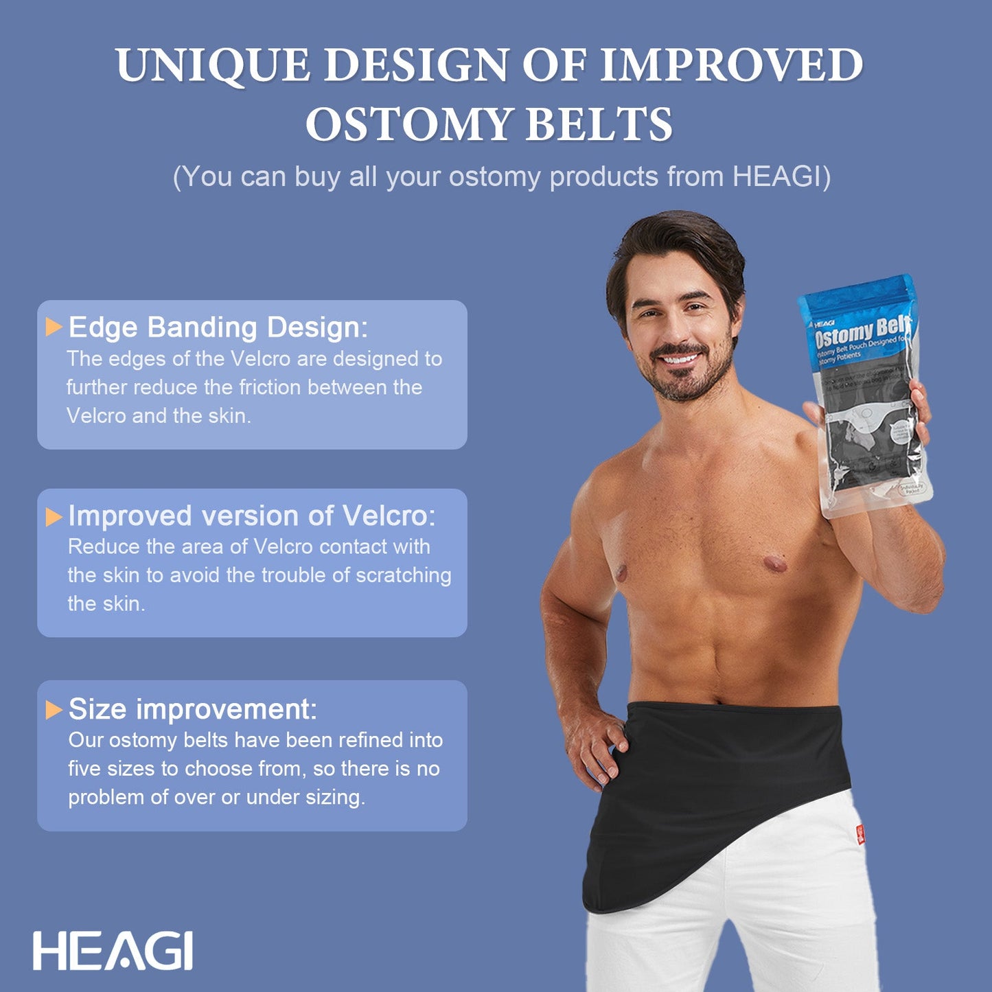 HEAGI Adjustable Ostomy Support Belt – Stealth Belt for Ostomy Bags, Ideal for Sports & Swimming, Unisex, Black - HEAGI - Colostomy bags Supplies