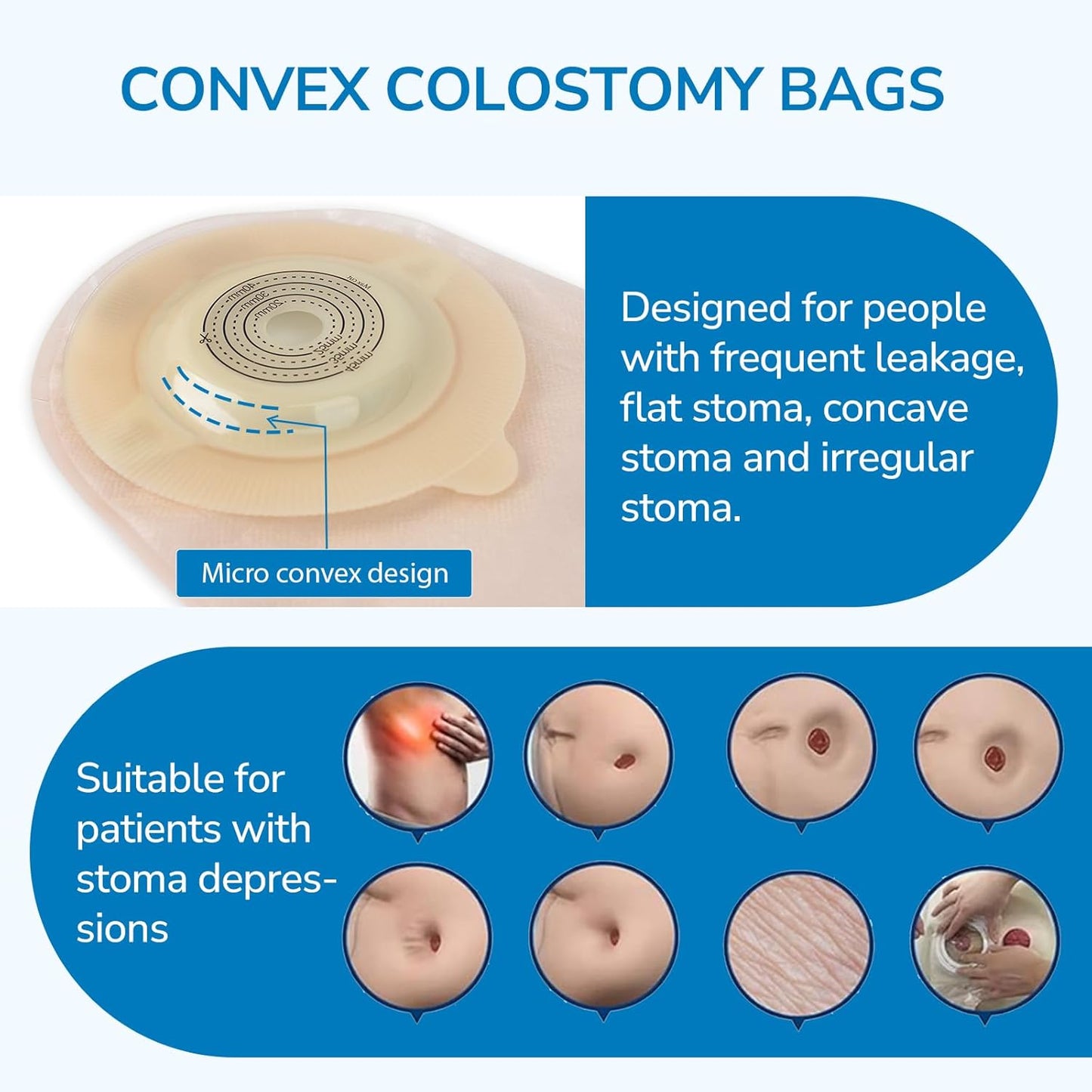HEAGI Colostomy Bags Ostomy Supplies One - Piece Convex Ostomy Bags with a Waistband - HEAGI - Colostomy bags Supplies