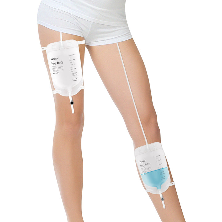 Heagi 10 Pack 1000ml Catheter Leg Bags, Urinary Drainage Bag with Anti Reflux Valve 18” Tubing and Adjustable - HEAGI - Colostomy bags Supplies