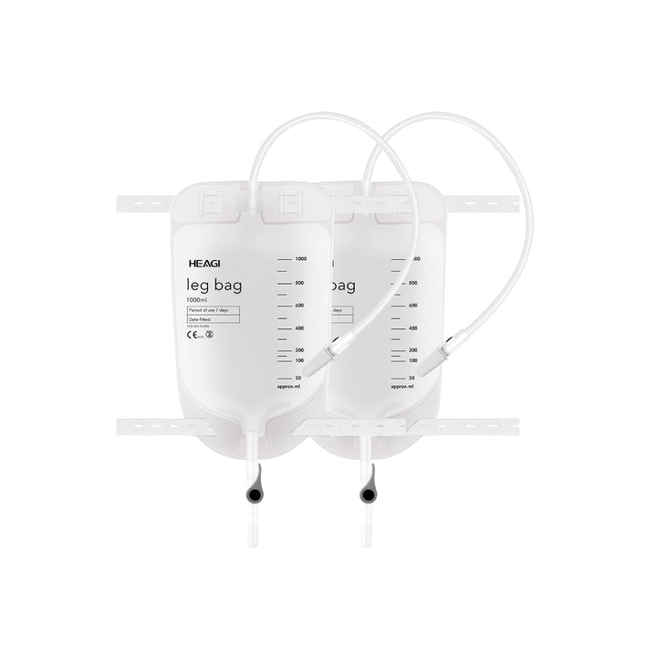 Heagi 10 Pack 1000ml Catheter Leg Bags, Urinary Drainage Bag with Anti Reflux Valve 18” Tubing and Adjustable - HEAGI - Colostomy bags Supplies