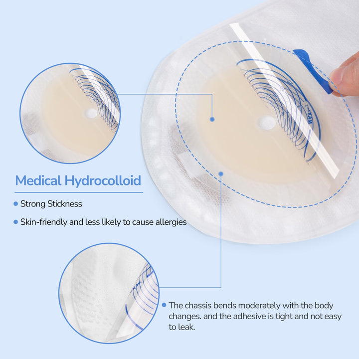 HEAGI 20 - Pack Colostomy Bags | One - Piece Ostomy Bags | Drainable with Waistband | Ileostomy Stoma Care Supplies - HEAGI - Colostomy bags Supplies