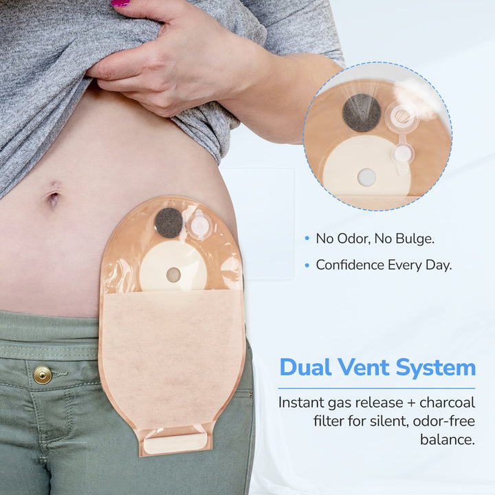 HEAGI Dual Vent System Colostomy Bags for Ileostomy, One Piece Drainable Pouch Ostomy Supplies - HEAGI - Colostomy bags Supplies