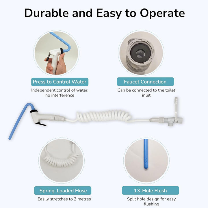 HEAGI Ostomy Bag Cleaning Tool - Colostomy Bag Flusher - Universal Fit with Easy Attachment for Toilet Inlet or Tap 20mm - HEAGI - Colostomy bags Supplies