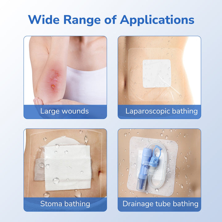 Heagi Waterproof Ostomy Shower Covers, 50 Pack Wound & Catheter Protection with Soft Non - Stick Pad - HEAGI - Colostomy bags Supplies