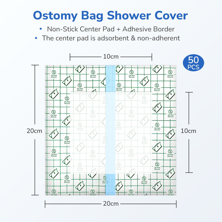 Heagi Waterproof Ostomy Shower Covers, 50 Pack Wound & Catheter Protection with Soft Non - Stick Pad - HEAGI - Colostomy bags Supplies